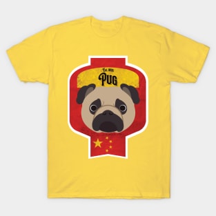 Pug - Distressed Chinese Pug Beer Label Design T-Shirt